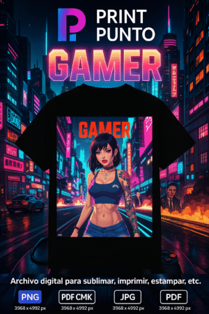 Lyra Queen – Neon Gamers Edition 3 | Diseño digital exclusivo para sublimar, estampar e imprimir en múltiples superficies | PNG + JPG + PDF RGB + PDF CMYK