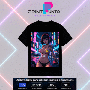 Cyra Queen – Neon Gamers Edition 41 Diseño digital exclusivo para sublimar, estampar e imprimir en múltiples superficies | PNG + JPG + PDF RGB + PDF CMYK