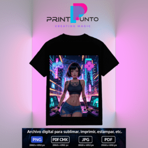 Iridia Queen – Neon Gamers Edition 30 Diseño digital exclusivo para sublimar, estampar e imprimir en múltiples superficies | PNG + JPG + PDF RGB + PDF CMYK